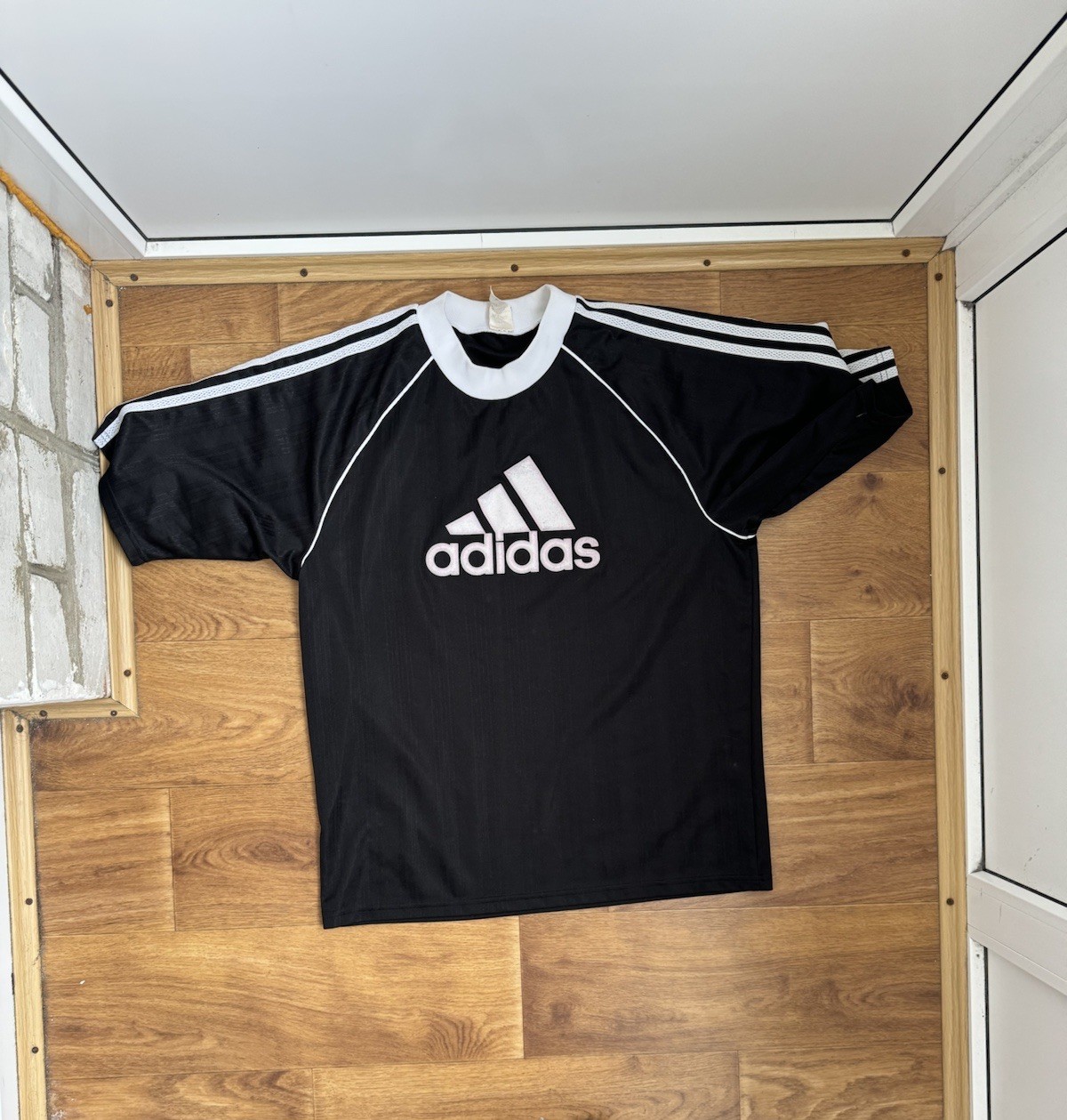 Vintage Adidas Polo Shirt Mensm Black 90s Y2K White Tag 3 Stripes