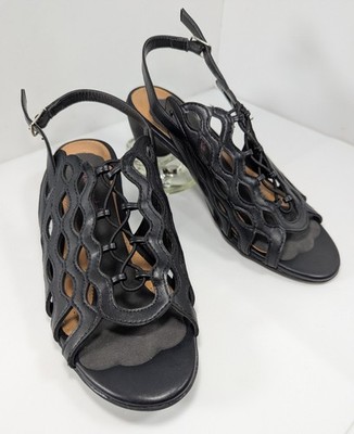 Comfortview Laser-Cut Slingback Foot Petals Pet Black  Womans Size 9.5 Peep Toe 