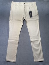WULFUL Mens Size 38 Jeans Beige Stretch Cotton Twill Casual Pants NEW