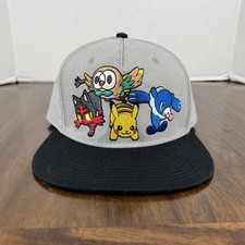 Pok mon Pikachu Embroidered Snapback Hat Gray Authentic Baseball Cap