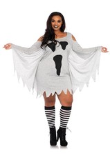 Leg Avenue Women's Casual Jersey Shirt Dress, Grey Ghost, 1X / 2X