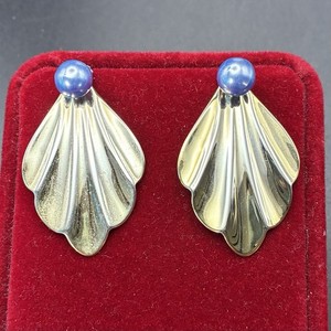 Authentic Vintage 1980s Gold Plated Pierced Earring Jackets Wear w Any Studs!Includes Blue