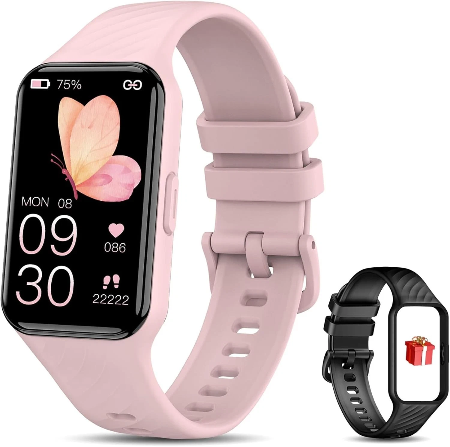 IOWODO Smart Watch for Women Pink 1.47 Inch Fitness Tracker with 24 Sports Modes
