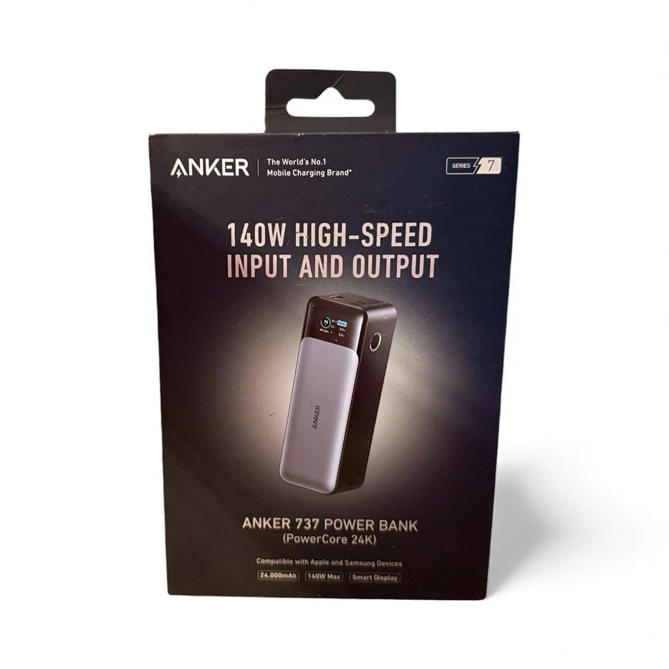 Banco de alimentación de alta velocidad Anker 737 (24000 mAh, 140 W, 3 puertos) - negro, caja abierta nueva Foto 2 de 4