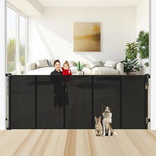 Extra Tall 48" Retractable Baby Gate for Large Openings - Black