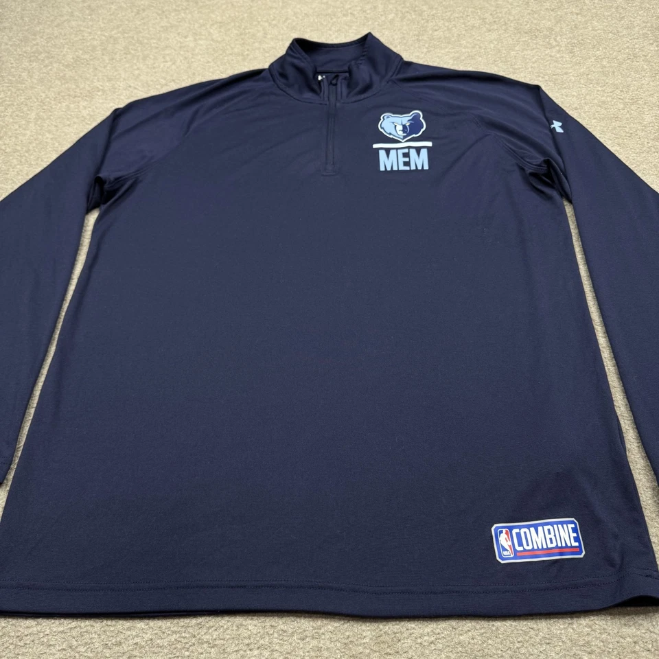Camisa masculina Memphis Grizzlies tamanho G azul quarto de zíper NBA combinação de basquete UA - Imagem 2 de 4