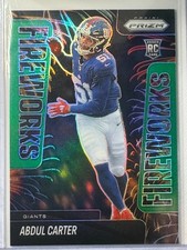 2025 Panini Prizm - Fireworks Abdul Carter #7 Green Prizm (RC)
