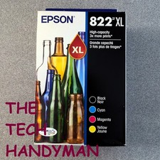 4-PACK EPSON GENUINE 822XL BLACK  COLOR INK RETAIL BOX WF-4820 WF-4830