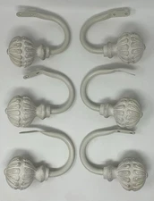 Pottery Barn Carved Look Curtain Tie-Backs Tiebacks Sommerset White 3 Pairs