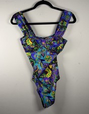 Vintage Catalina One Piece Swimsuit Size 10 Tropical South Miami Vibrant Rare
