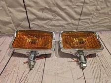PAIR Vintage 12v Sears Quartz Halogen Amber Auxiliary Fog Light 55711 - JAPAN