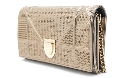 Dior Diorama Chain Wallet Metallic Leather Shoulder Crossbody Bag - Bild 1 von 4