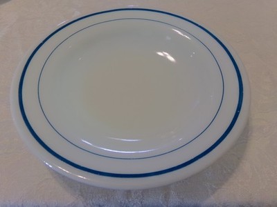 Pyrex Tableware PYR7 Blue Turquoise Bands Rimmed Soup Bowl 9 1/8'' Wide Corning