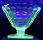 Anchor Hocking Block Optic Sherbet Cup Green Uranium Depression Glass 1930s