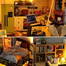 DIY Dollhouse Miniature with Furniture Kits, Dust Cover Room Decorations