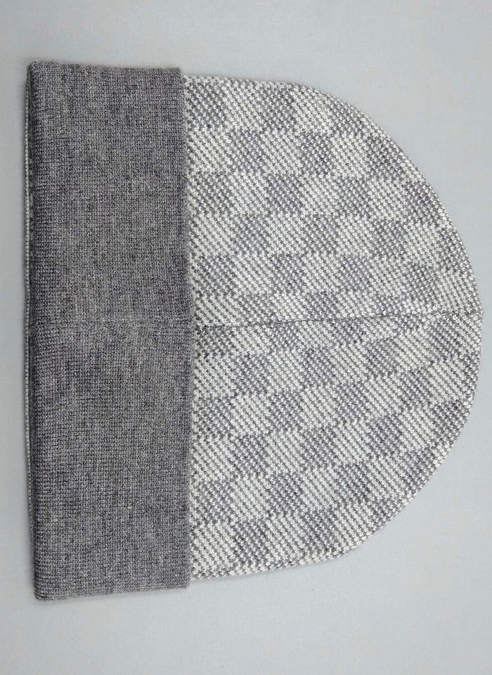 Louis Vuitton Gray Check Pattern Beanie Hat with LV Logo and Box | eBay