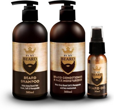 Essential Beard Care Trio: 300 ml Shampoo, 300 ml Conditioner und 30 ml Öl