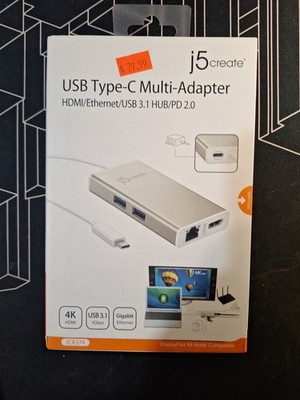 J5 CREATE - JCA374 - USB-C Multi Adapter HDMI, Ethernet/USB 3.1 HUB/PD 3.0