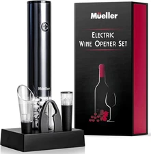 Mueller Electric Wine Opener Set - Rechargeable Batteries and USB Charging Cable