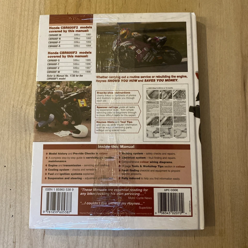 Manual Honda CBR600F2 y F3 Fours Haynes nuevo. NOS Foto 2 de 3