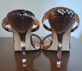 Women's Steve Madden Saturn Brown Snake Print Stiletto Mule Sandals Size 6.5M