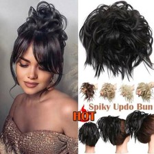 100 Real Messy Bun Curly Spiky Piece Scrunchie False Updo Cover Hair Extensions
