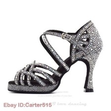 Ballroom Dance Shoes Women Latin Shoe with Platform Rhinestone Luxury High Heels