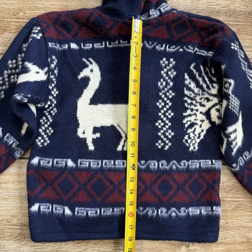 Tejidos Incaico Size Toddler 4 Wool Alpaca Llama Button Hoodie Sweater - Picture 7 of 9