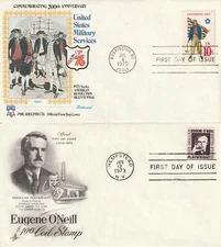 Lot of 4 First Day Of Issue Stamps On Envelopes 1975 1973 1943 1948 Free S&H