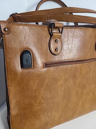 Lovevook Padded Laptop Computer Tote Bag for Women Waterproof Leather WiFi - Picture 3 of 13