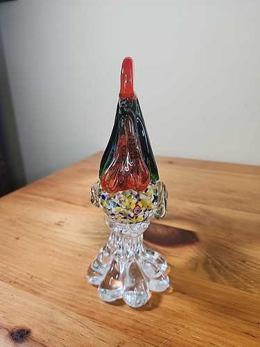 Murano Style Millefiori Multicolored Art Glass 9” Rooster. U1 Glass - Picture 2 of 5