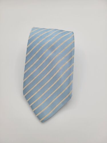 CHARLES TYRWHITT Silk Tie Sky Blue w/ Silver Yellow Stripes ~ A148 - Picture 2 of 5
