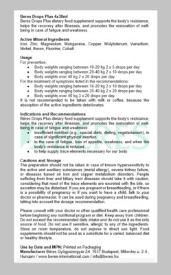 Gouttes Béres - Complément Alimentaire Multivitaminé - 4 Flacons De 30 Ml - Neuf - Soutien Immunitaire