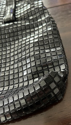 Vintage beleuchtete Handtasche schwarz Handtaschenbox patentiertes Tech-Design doppelte Griffe Reißverschluss - Bild 5 von 24