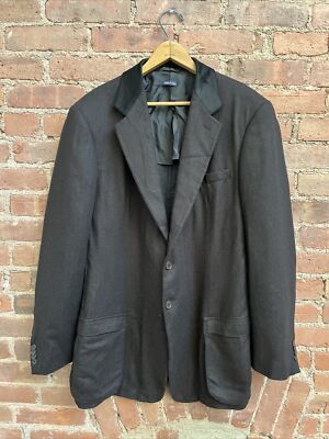 ジャケット・アウター 80s GIORGIO ARMANI wool/linen jacket BLK 80's] Old EMPORIO ARMANI Black Cotton Linen Jacket