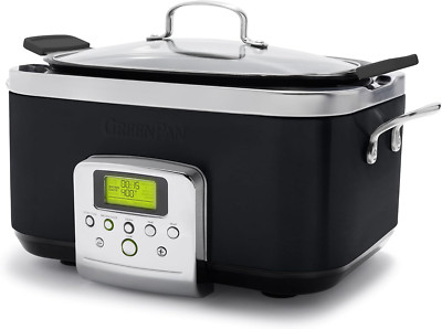 Elite 8-in-1 6QT Electric Slow Cooker, Nonstick, Dishwasher Safe, Black