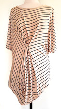 MARCS Womens Beige/Black Stripe Stretch Knit Top Size XL