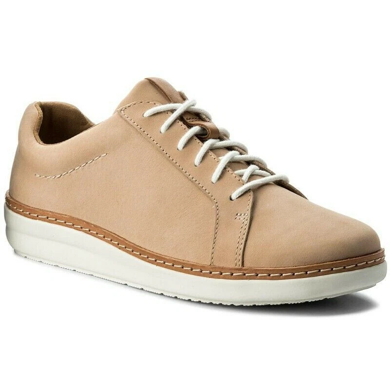 Clarks Ladies Flat Lace up Shoes AMBERLEE ROSA UK 8 EU 42 Nude