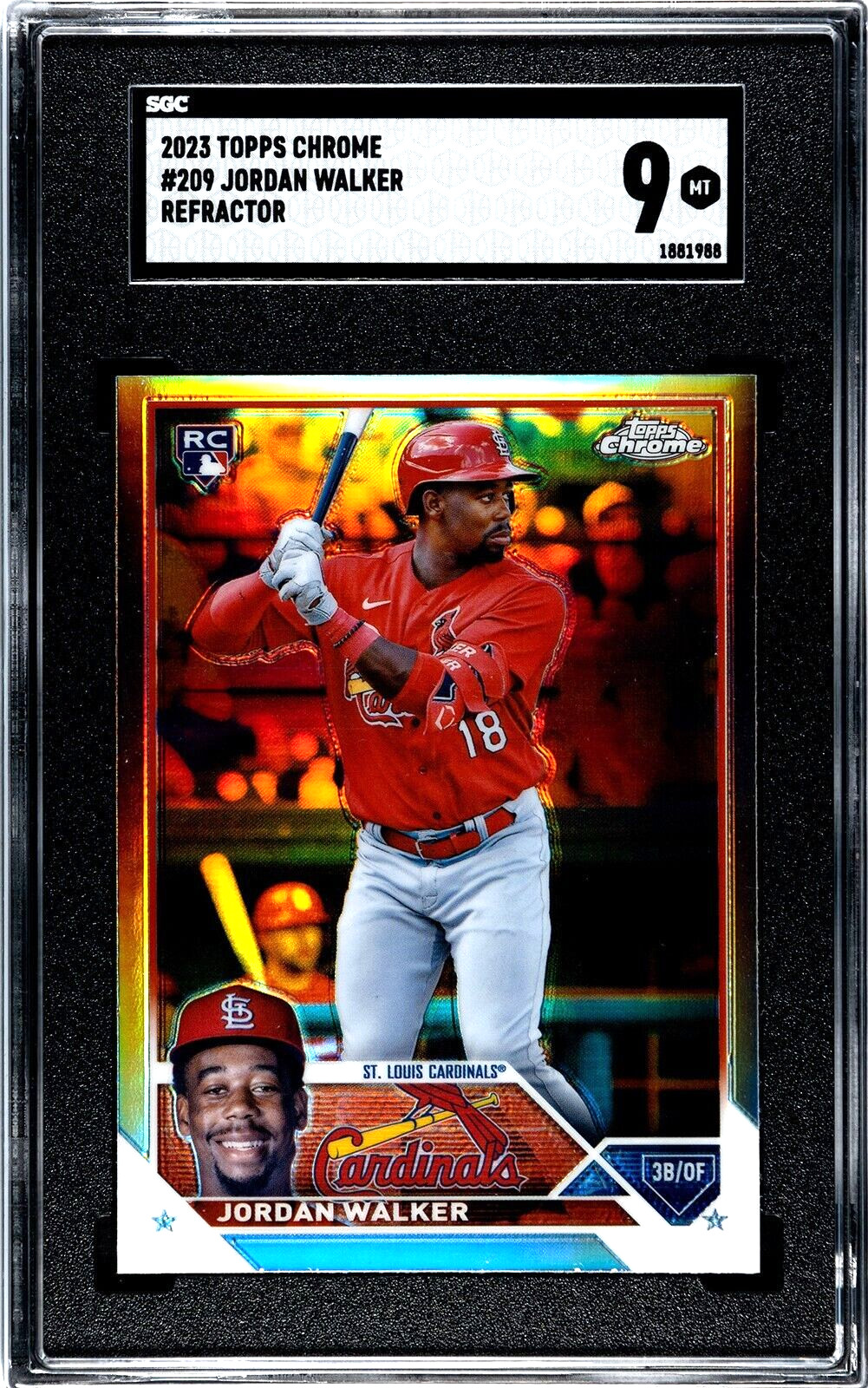 2023 Topps Chrome #209 Jordan Walker REFRACTOR SGC 9 MINT RC