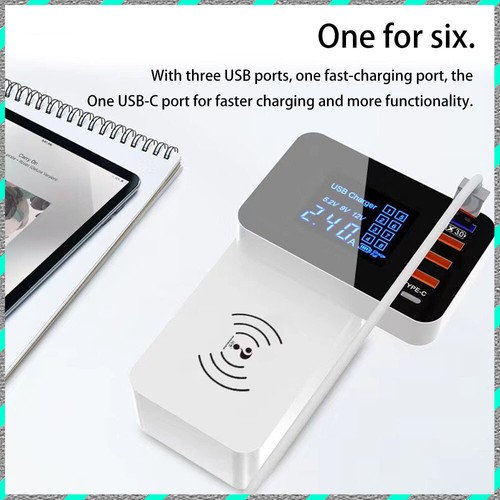 Multi-port charging USB+1QC3.0+1Type-c+ wireless desktop smart LCD display - Picture 9 of 13