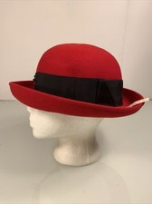 Hat Bollman Co Doeskin 100 Wool Felt Womens Red With Attached Tag