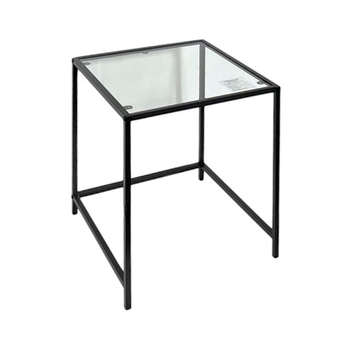 Set Of 2 Coffee Table Black Large Nesting Tables Side Table with Clear Glass Top - Picture 11 of 13