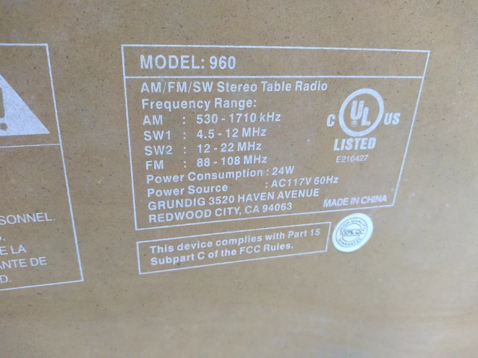 Grundig Classic 960 Hi-Fi коротковолновое настольное радио стерео тюнер AM/FM SW/SW2/Aux - Изображение 3 из 4