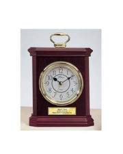 Engraved Wood Desk Clock Carriage Gold Handle with Gold Engraving Plate. Unique