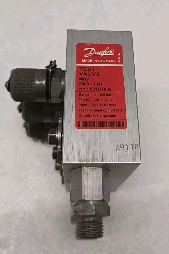 DANFOSS MBV 5000 1311 061B7002 PRESSURE TEST VALVE 0-180 BAR free expedite ship - Image 2 of 4