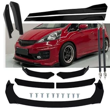Front Bumper Lip Spoiler Splitter For Honda Fit Jazz Side Skirt Glossy Black