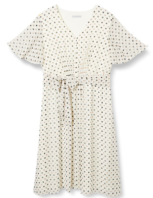 Gina Bacconi Women's Multi Colour Spot Chiffon Dress, Ivory, 12 RRP £270-