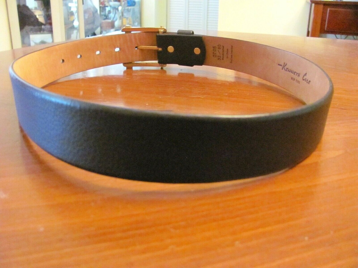 Kenneth Cole Wide Modeled Brown Leather Belt Minimalist Buckle Festival Kenneth Cole Leather Brown Belts for Men for sale | eBay main image 3