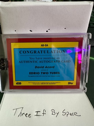 Topps 2023 Star Wars Signature Series David Acord as Edrio Two Tubes (Design B) - Picture 2 of 2
