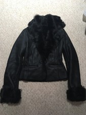 Hugo Boss Lambskin Coat Fur Soft Leather Short In Black Rrp £3000 Size Uk 8
